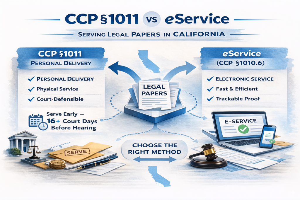 CCP 1011 vs eService: Moving & Subsequent Papers (CA)