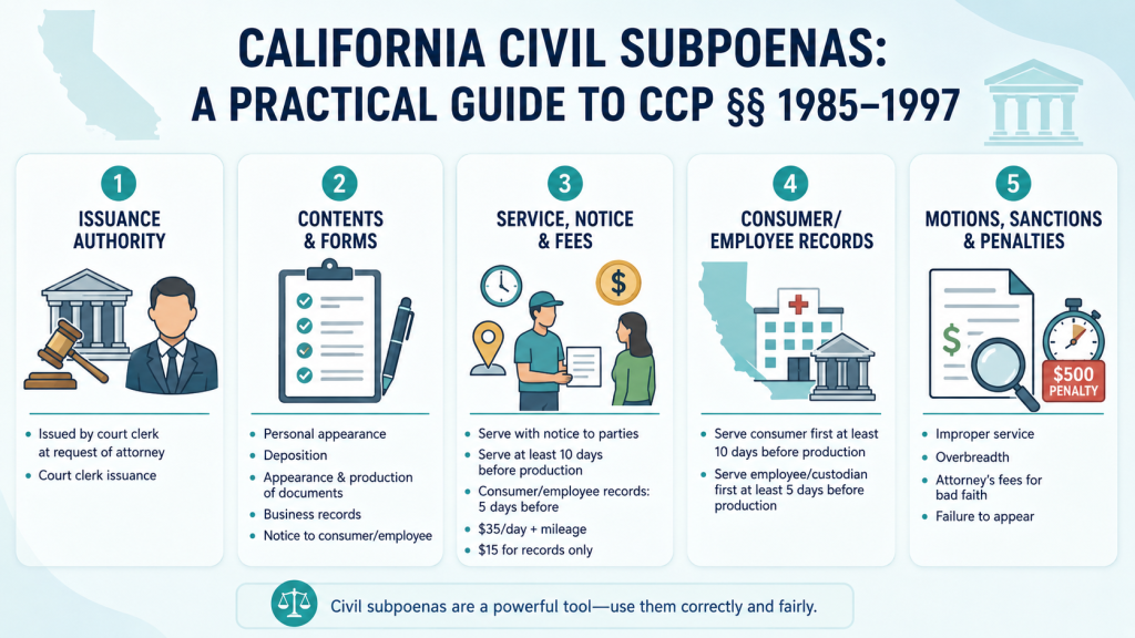 California Civil Subpoenas: A Practical Guide to CCP §§ 1985 through 1997